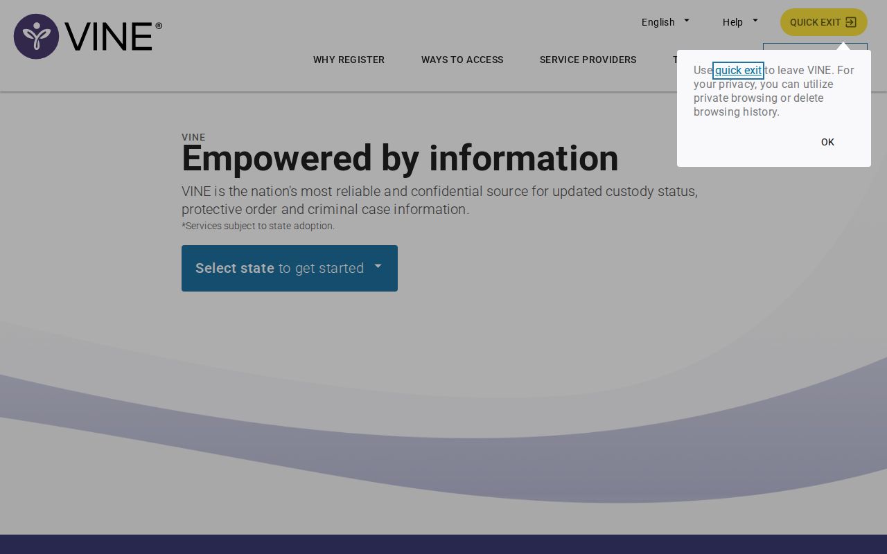 Official VINELink interface used for an Oldham County custody-status search